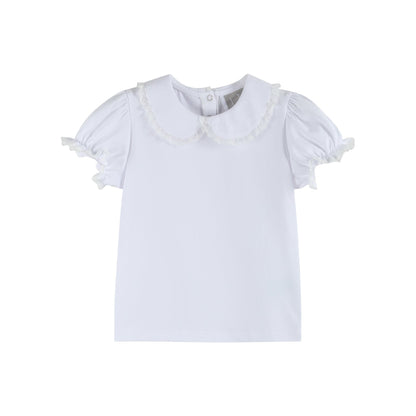White Collared Lace Sleeve Shirt