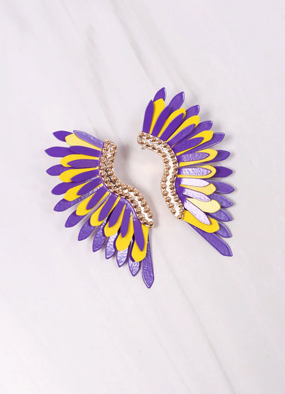 Farrell Metal Fan Earring PURPLE YELLOW